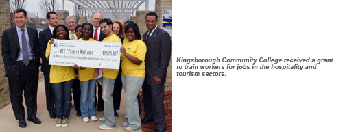 Kingsborough Community College received a grant to train workers for jobs in the hospitality and tourism sectors.