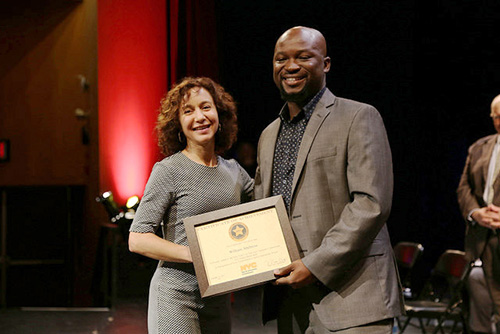 Commissioner Meera Joshi and honoree William Abebrese during our fourth annual Safety Honor Roll.