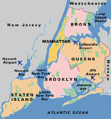 new york city map. New York City is the