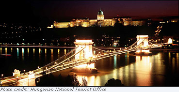 Chain bridge at night