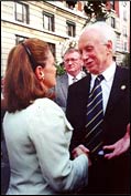 Former SCP President Theresa E. Behrendt and Ferenc Medl, President of the Republic of Hungary, left