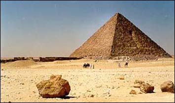 The Pyramid of Mycerinus in Giza, outside Cairo, Egypt.