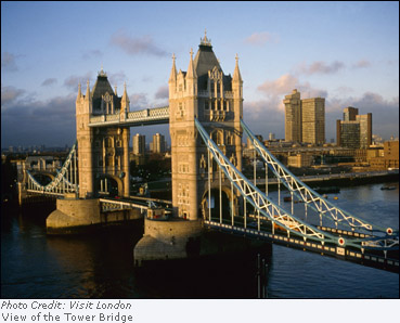 View of the Tower Bridge. Credit: Visit London