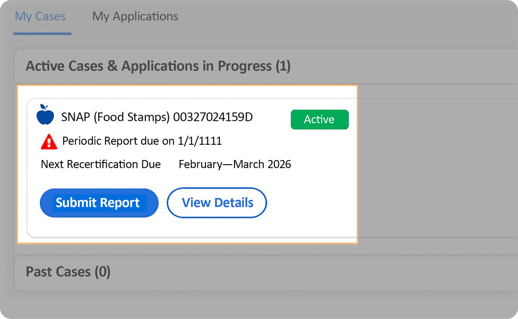 Screenshot of ACCESS HRA dashboard with the My Cases section highlighted