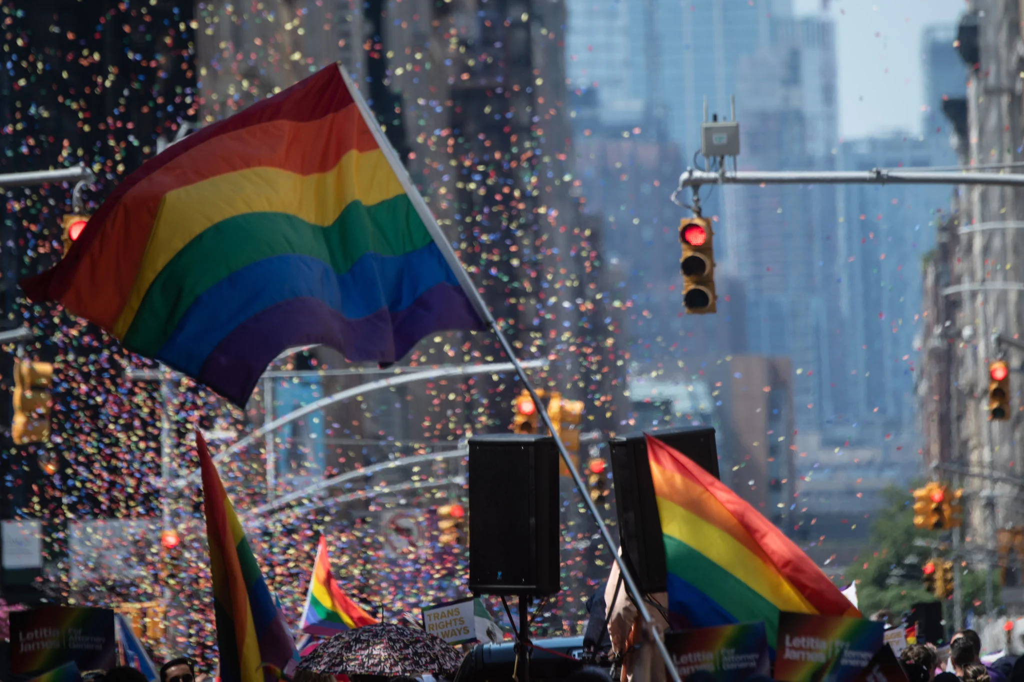 New York City's pride Parade celebrating the LGBTQIA+ community.