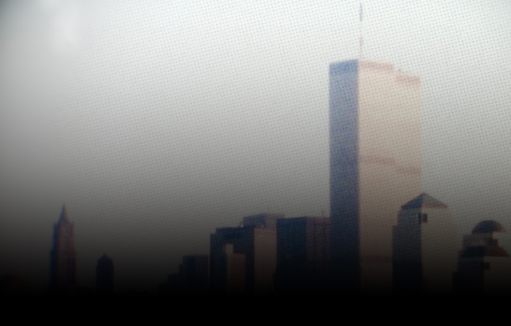 Photograph of the Twin Towers.
                                           