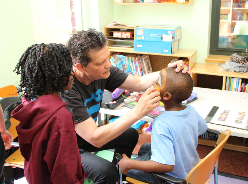 Two of the children at the face-painting station