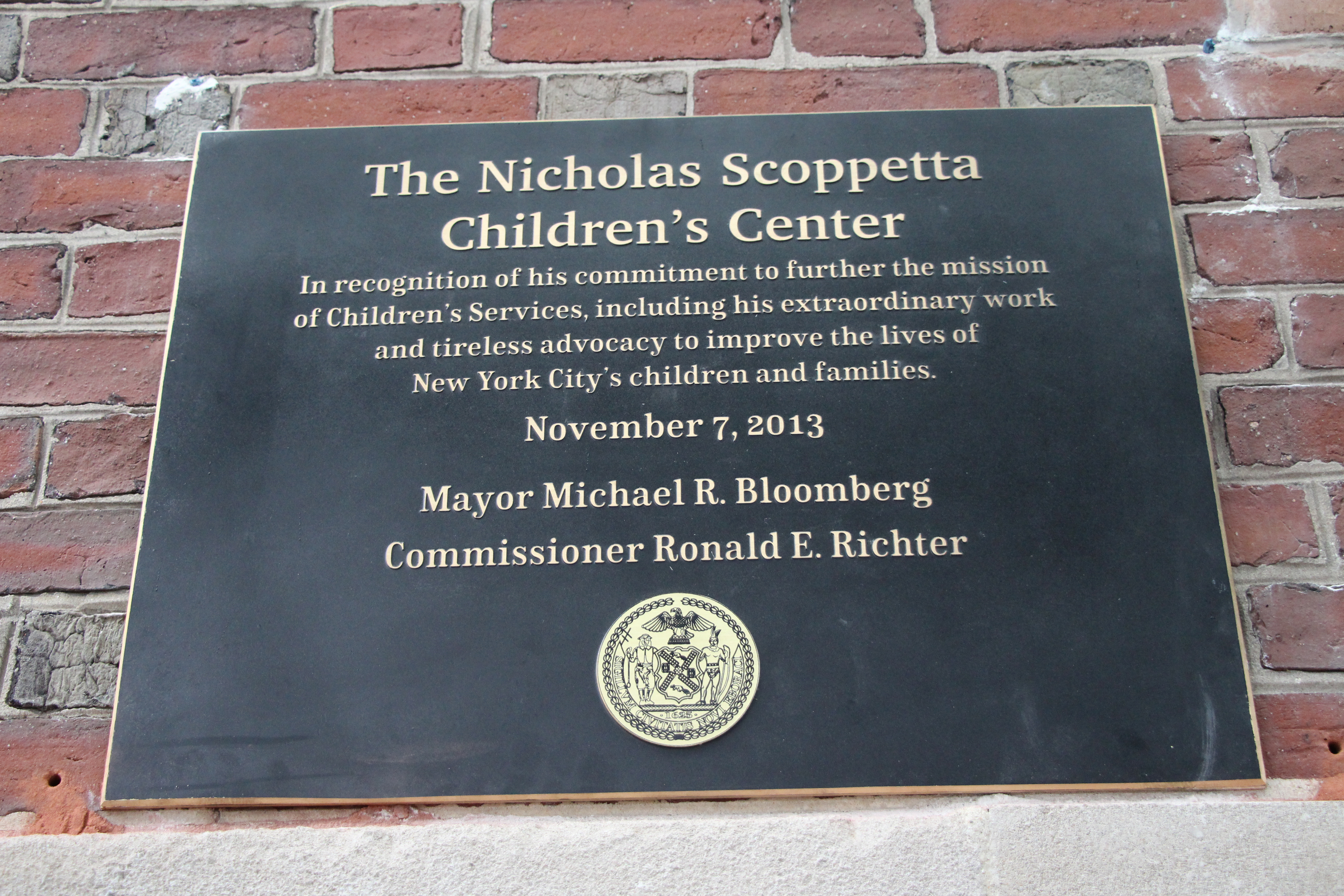Plaque honoring Commissioner Nicholas Scoppetta