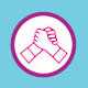 Relationships - Dark pink logo of two hands holding one another