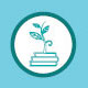 Knowledge - blue logo of a plant