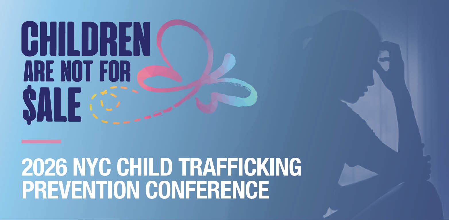 Silhouette of a woman sitting while holding her head in her hand. Text reads 'Children are not for sale'.