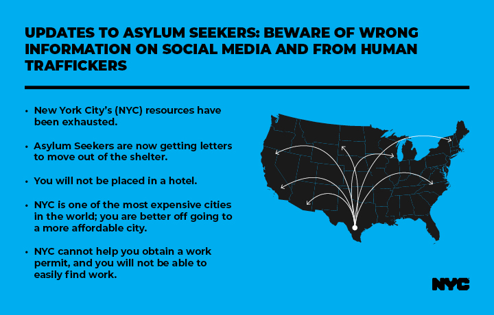 text on blue background, Beware of Wrong Information on Social Media and From Human Traffickers
                                           