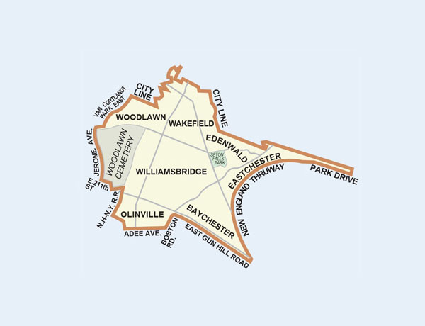 Map of Boundaries of Bronx Community Board CB12
                                           