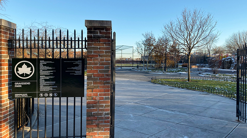 entrance to Gravesend Park 
                                           