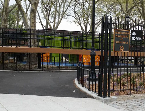 entrance to Imagination Playground at Betsy Head Park in the day
                                           