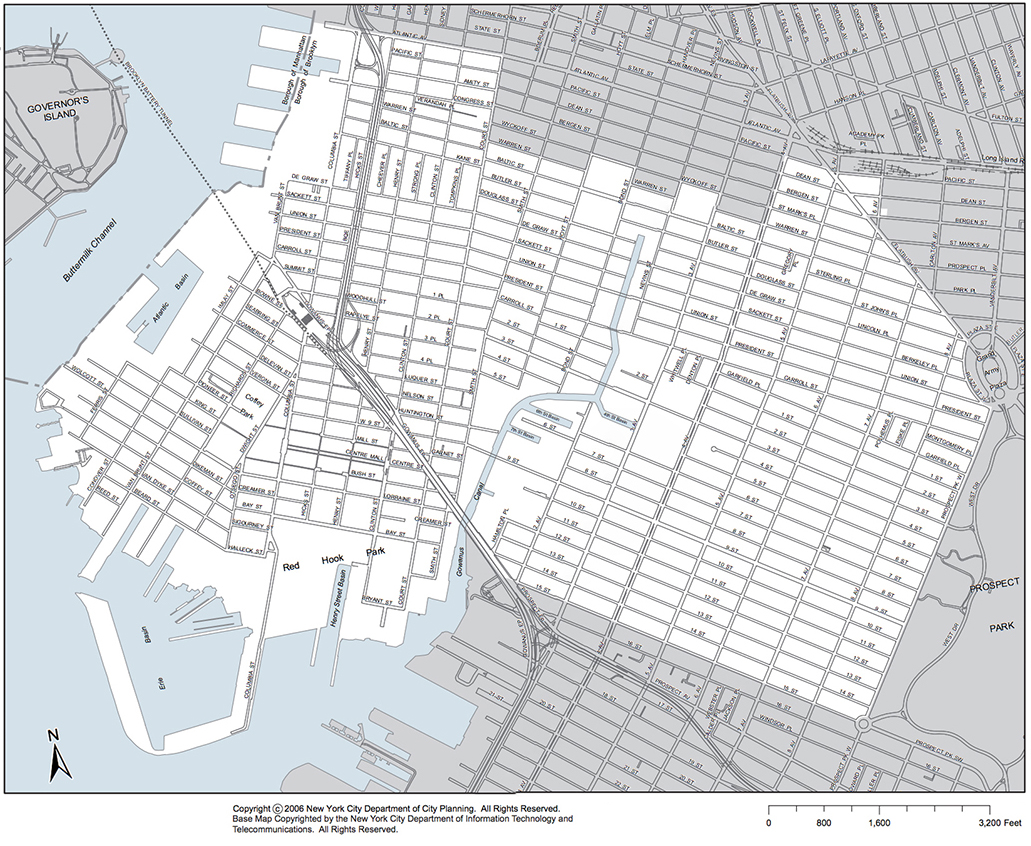 Brooklyn Community District Base Map detailing the boundaries of CB 6