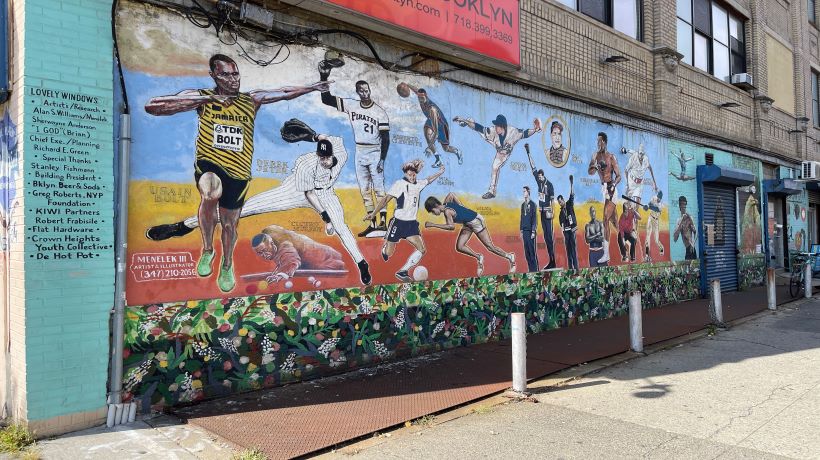 wall mural of athletes on Washington avenue
                                           