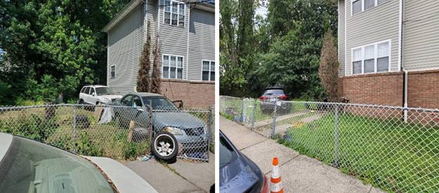 Photo of illegally using the premises for auto repair and dead vehicle storage.