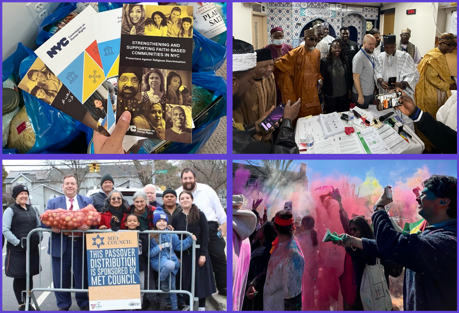 Collage of NYCCHR Staff in communities with persons of different faiths