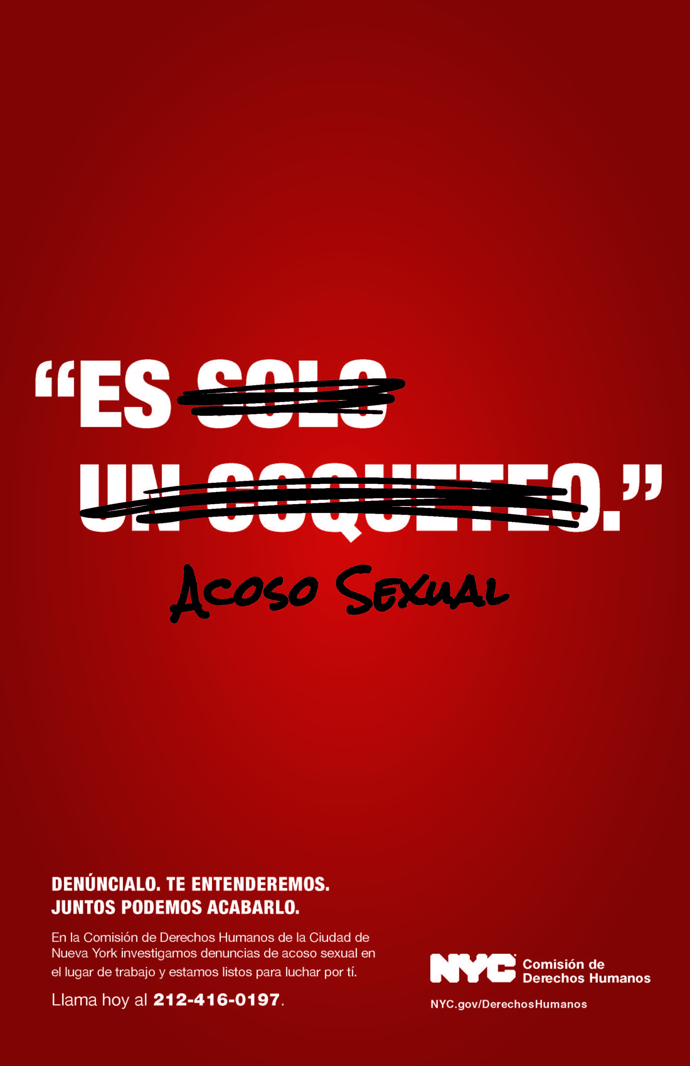 Text reading es acoso sexual with solo un coqueteo crossed out