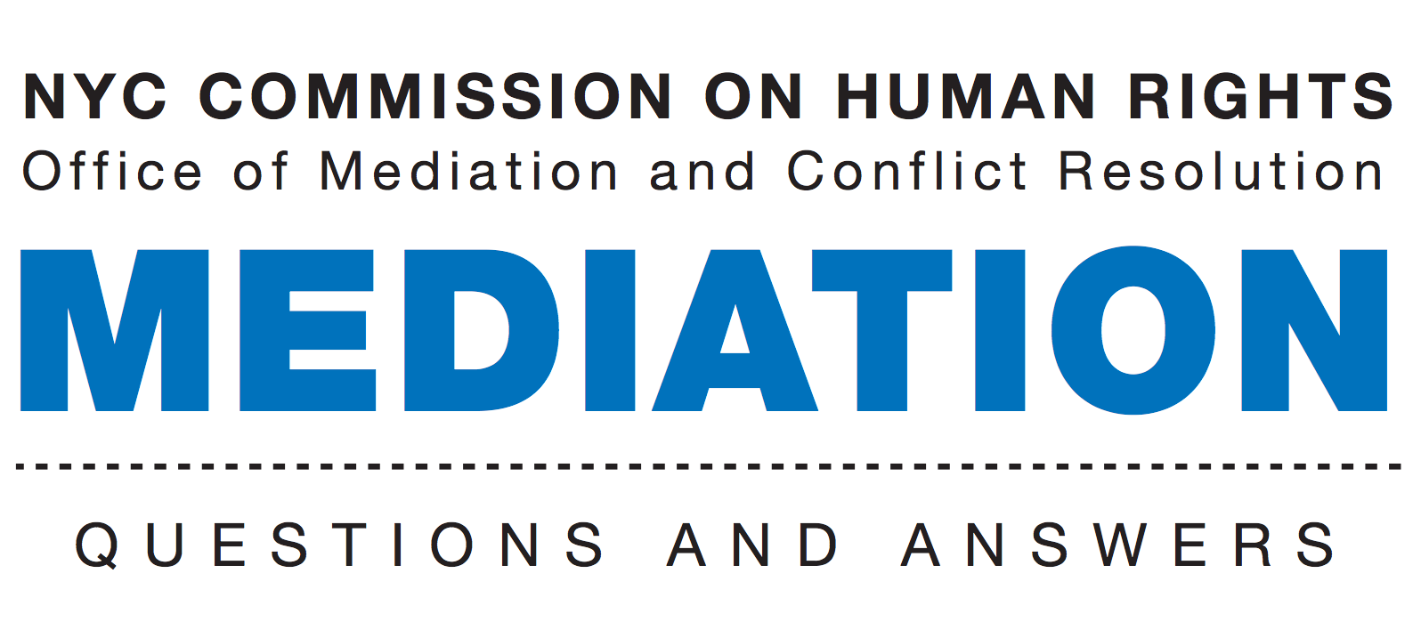 Text image: "NYC Commission on Human Rights Office of Mediation and Conflict Resolution:  Mediation Questions and Answers"