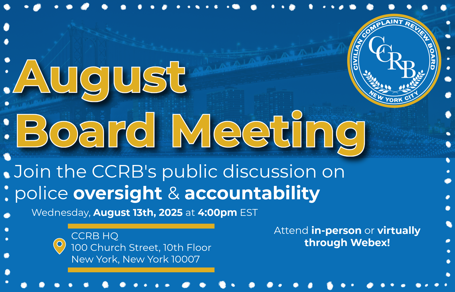 CCRB August 2025 Board Meeting
                                           