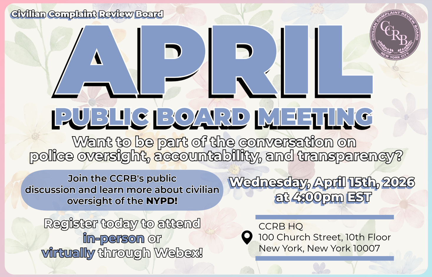 April 2026 Public Board Meeting
                                           