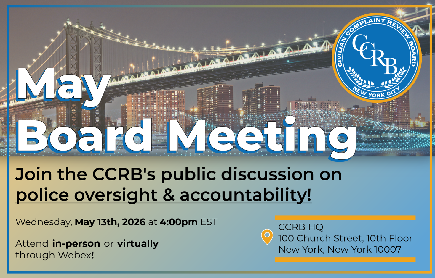 May 2026 Public Board Meeting
                                           