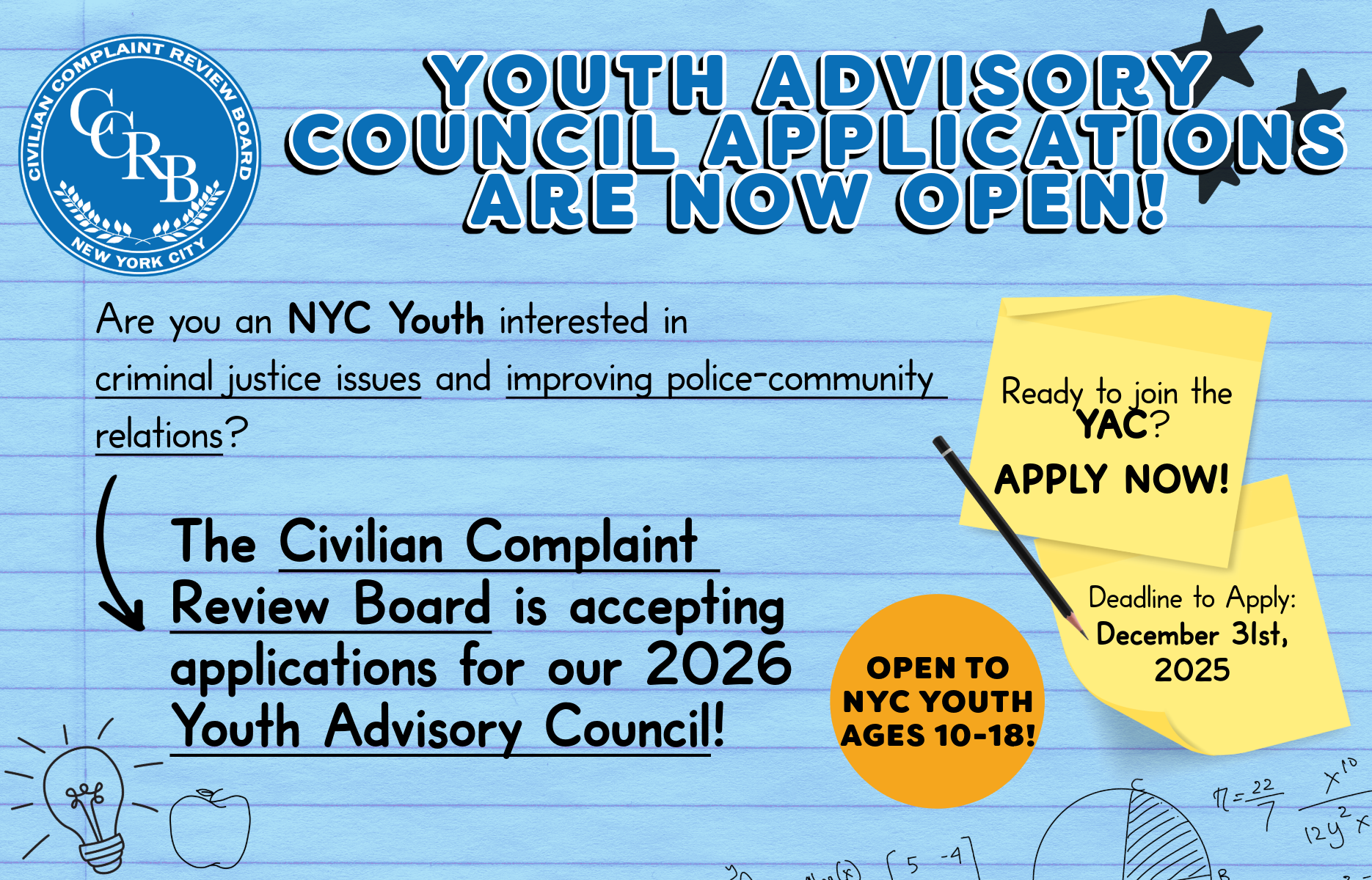 CCRB Youth Advisory Council Applications Are Open
                                           