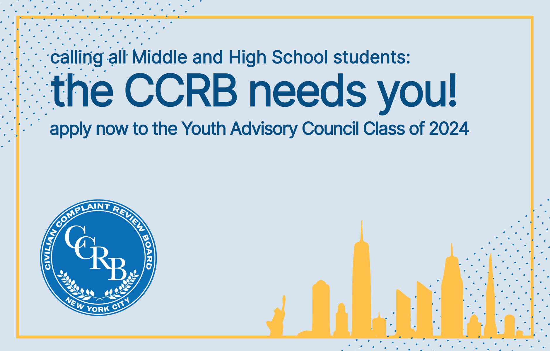 Calling all middle and high school students: the YAC needs you! Apply now
                                           