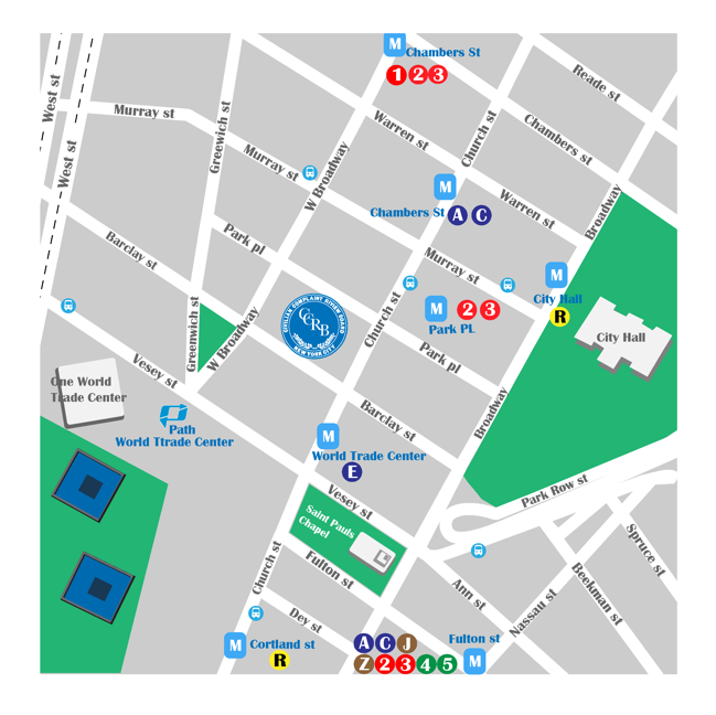 map of area around CCRB office