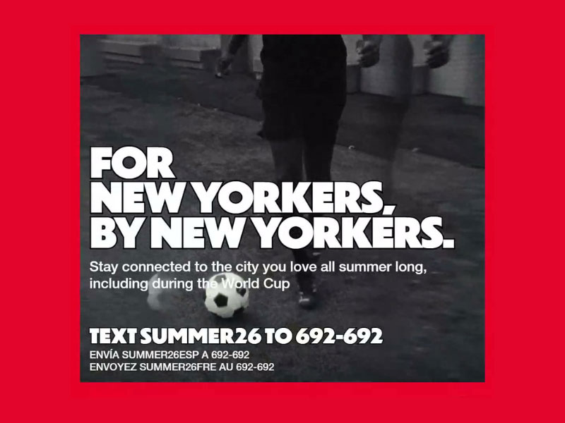 image of soccer player with the text: For New Yorker by New Yorker, Stay connected to the city you love all summer long, including during the World Cup
                                           