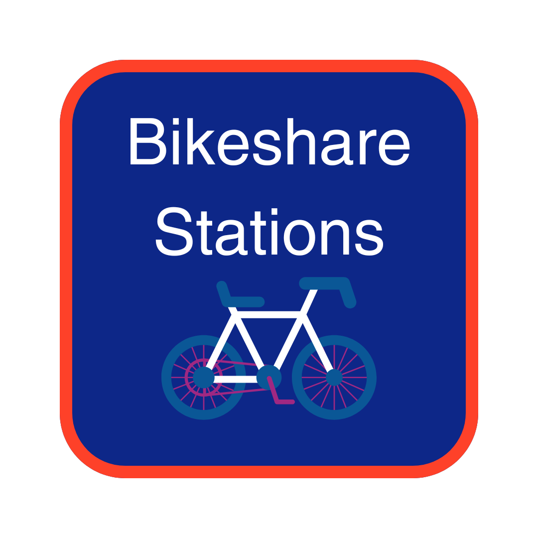 Blue button with Bikeshare text and a bike 