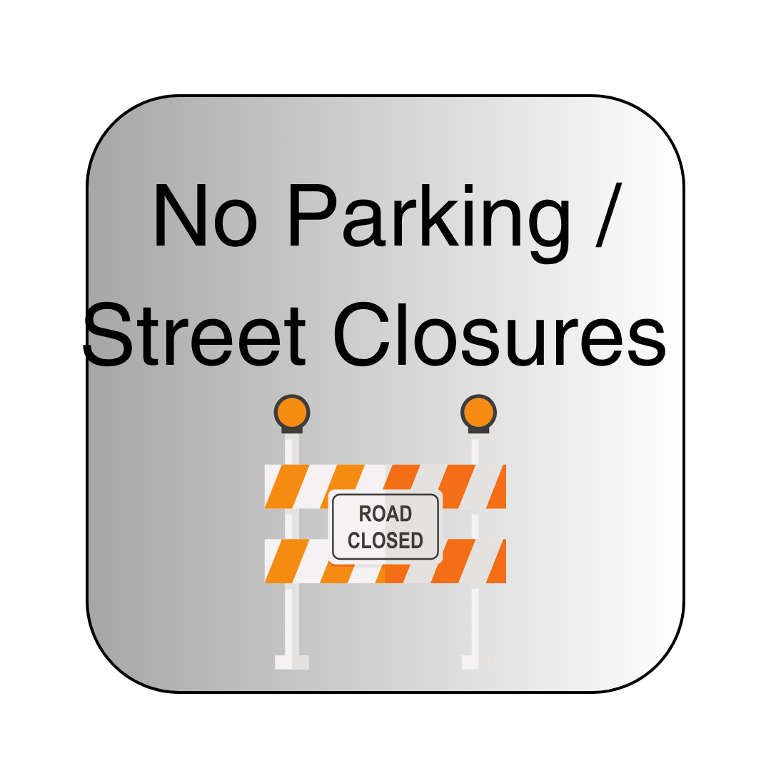 Grey button with a street closed gate that reads Street Closures.