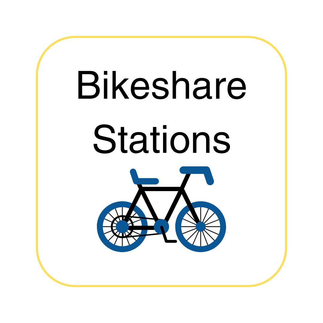 image of button with white background that says Bikeshare Stations and an image of a dark blue bike