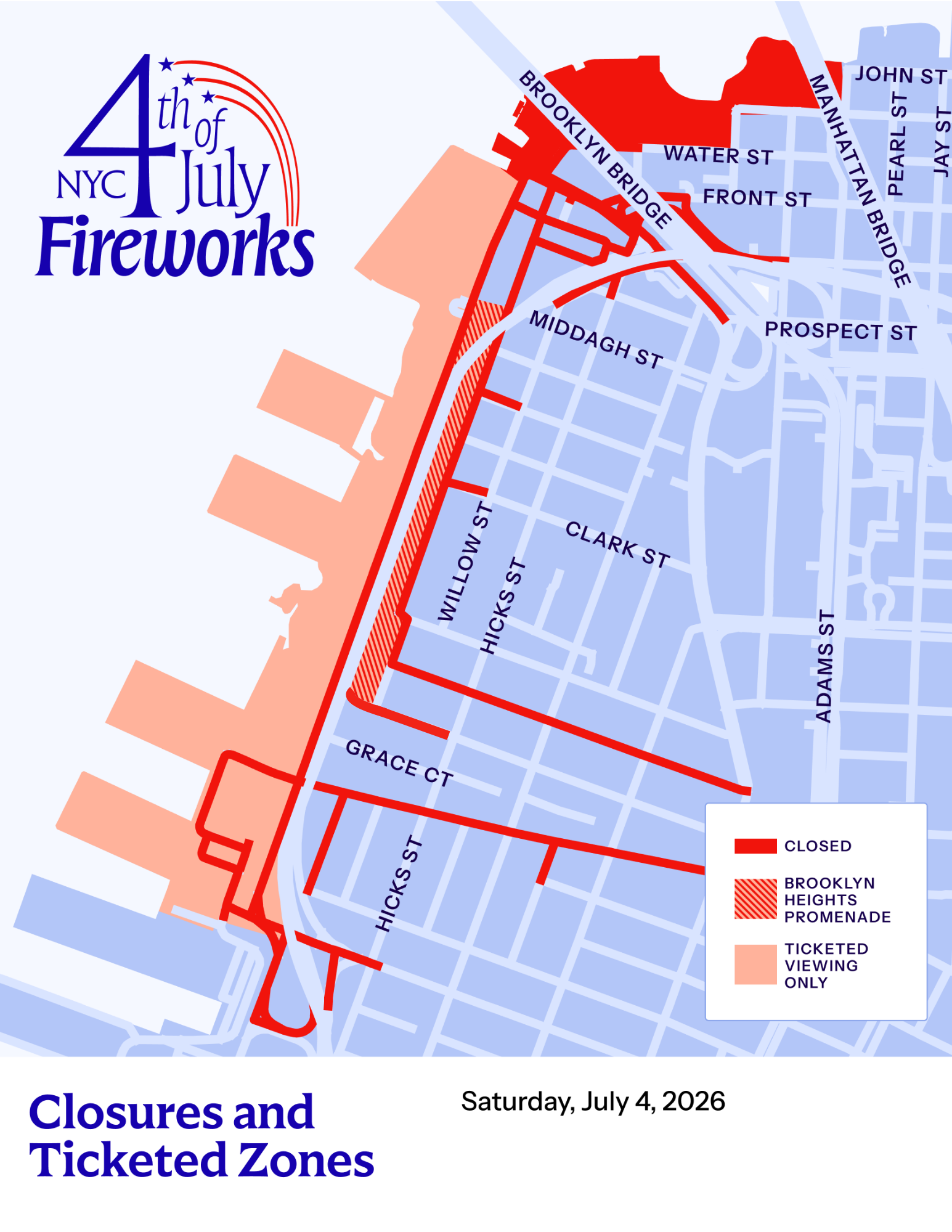 Map of closed areas in Brooklyn