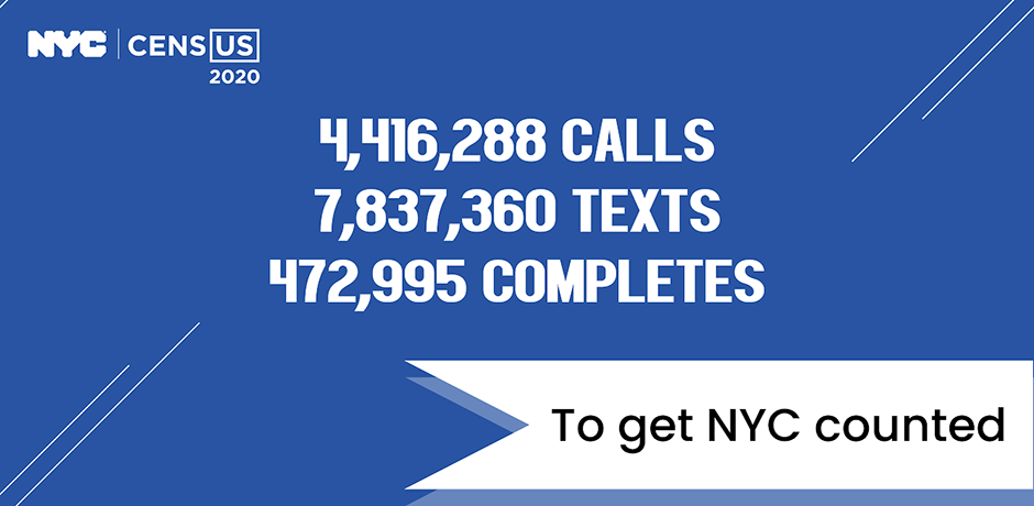 4,416,288 calls, 7,837,360 texts, 472,995 completes - To get NYC counted
                                           