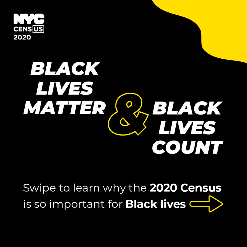 Black Lives Matter & Black Lives Count. Swipe to learn why the 2020 Census is so important for Black lives.