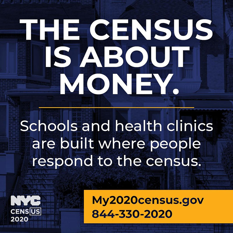 The census is about money. Schools and health clinics are built where people respond to the census. my2020census.gov 844-330-2020