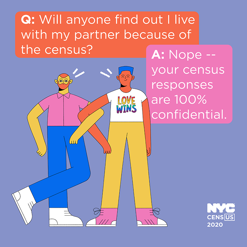 Will anyone find out I live with my partner because of the census? Nope - your census responces are 100% confidential.