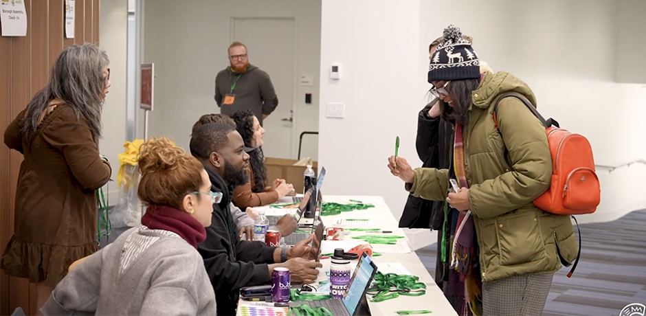 Borough Assemblies 2026 Recap - Attendees check in at a registration table indoors during the first Borough Assembly session.
