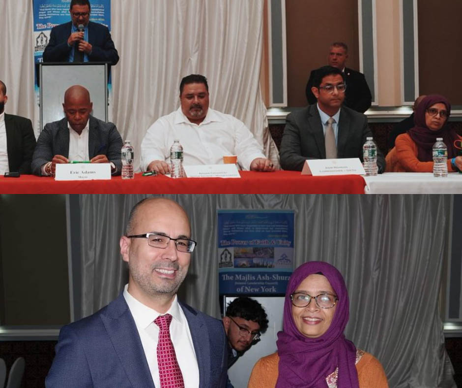 Photo Collage of the Mayor and CEC Chair & Executive Director at Masjid Mayoral Town Hall.