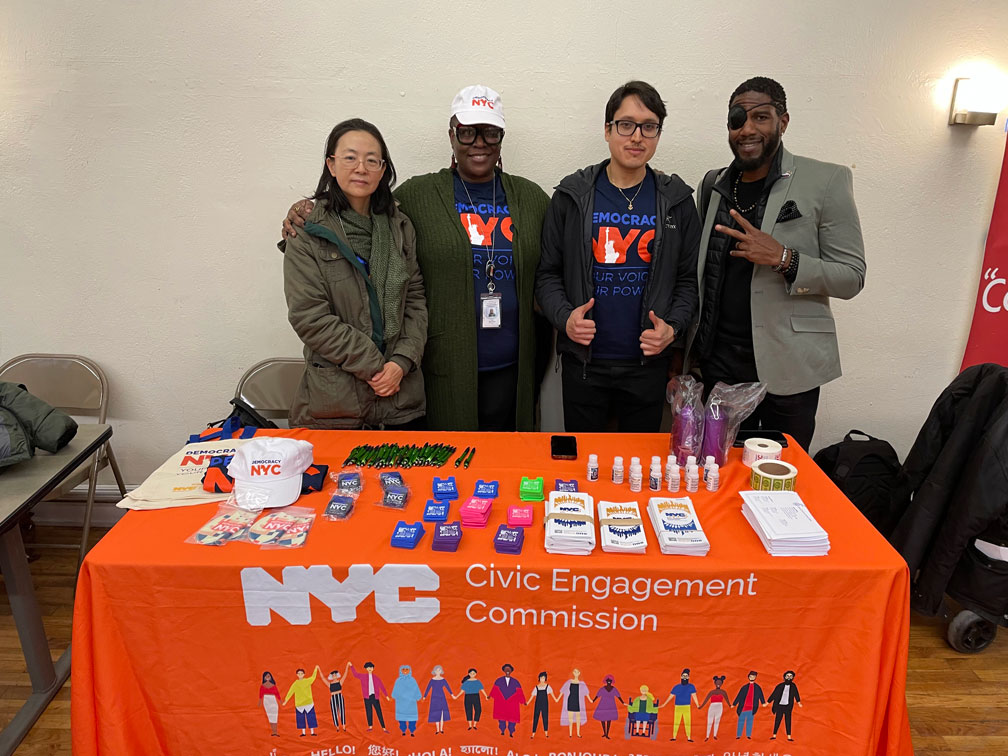 CEC engagement team and Office of Public Advocate Jumaane D. Williams at a CEC outreach booth