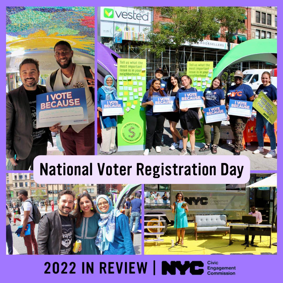 Collage of photos with CEC from National Voter Registration Day