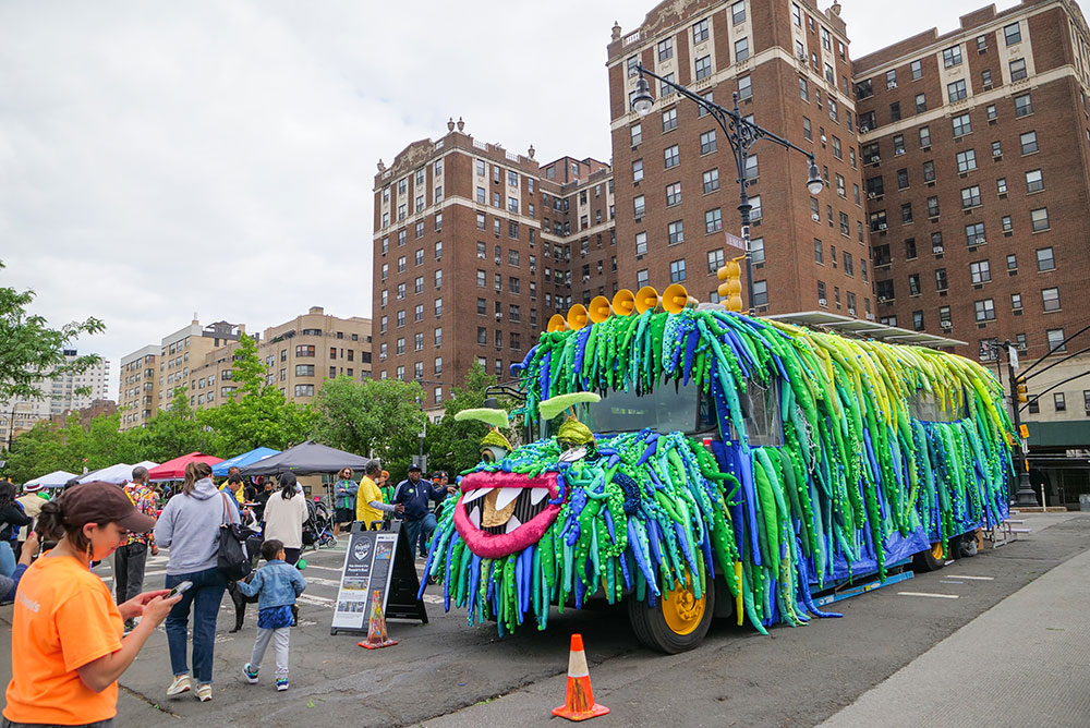 The people's bus at bronx week dressed up like a puppet