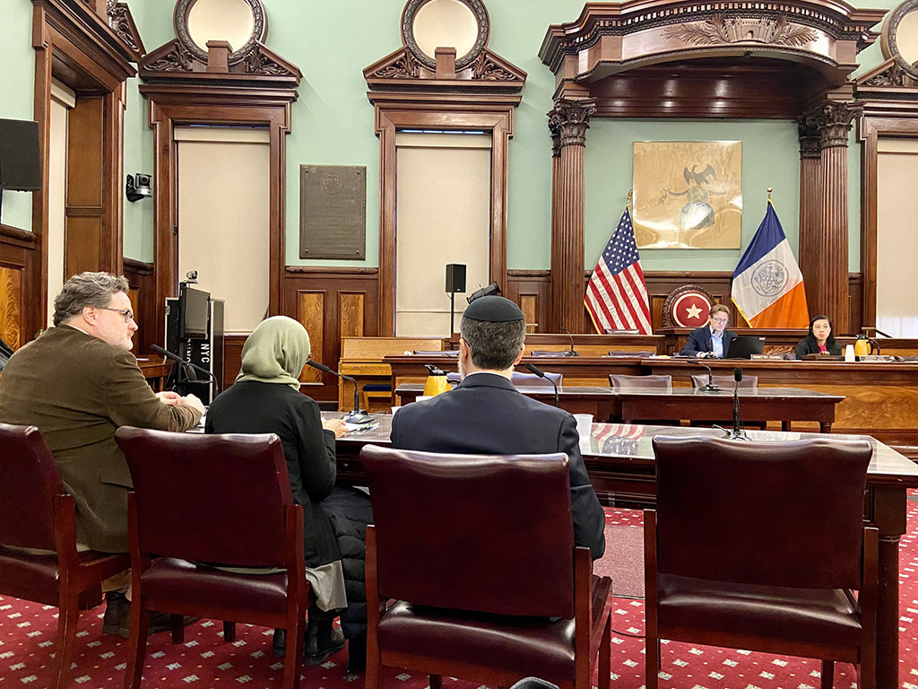 Dr. Sayeed and Ben Solotaire at Council hearing
