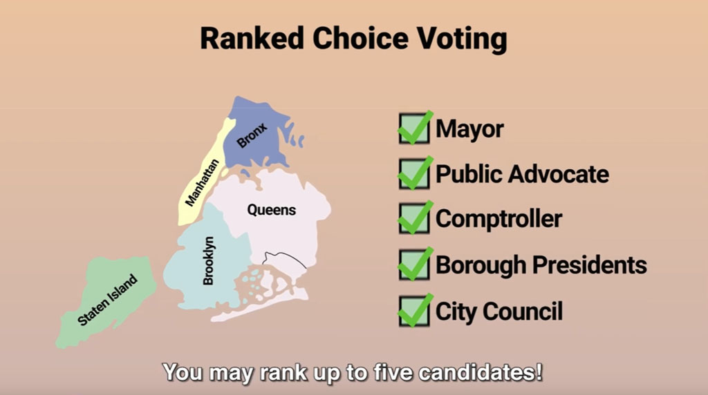 The graphic contains the five offices that will be on the ballot in the June primary, which will use ranked choice voting.