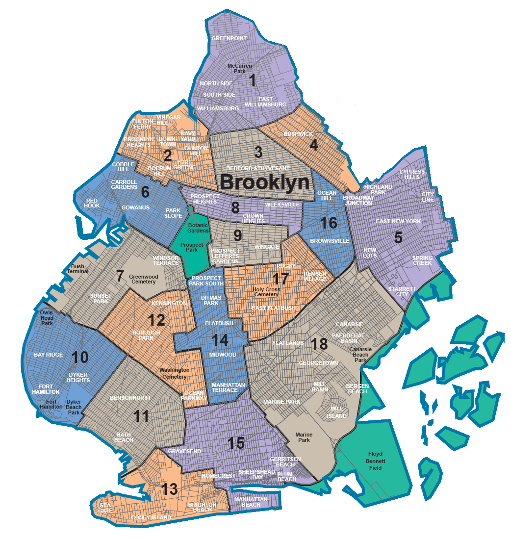 map of community board districts in Brooklyn