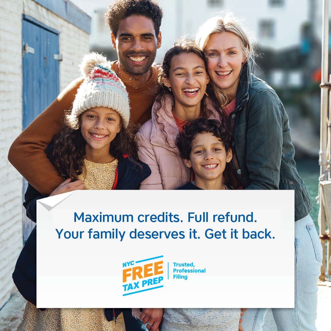 family ad for NYC Free Tax Prep