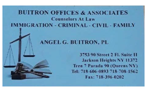 example of deceptive marketing by Buitron's business card that shows images that make it seem like they are lawyers
